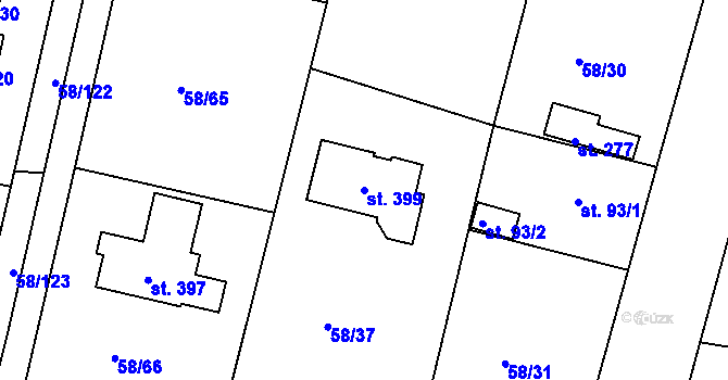 Parcela st. 399 v KÚ Malšova Lhota, Katastrální mapa