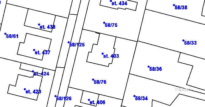 Parcela st. 403 v KÚ Malšova Lhota, Katastrální mapa