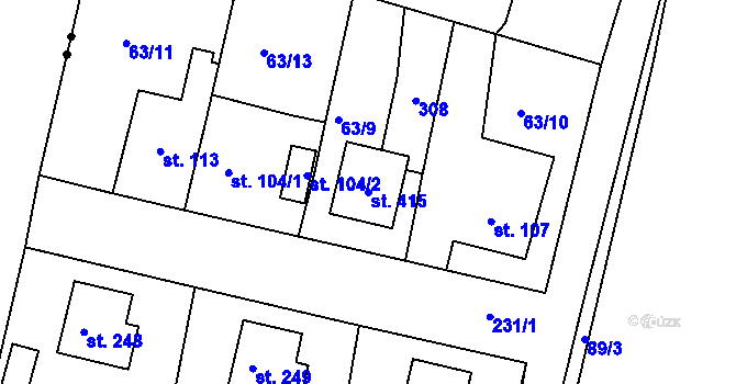 Parcela st. 415 v KÚ Malšova Lhota, Katastrální mapa