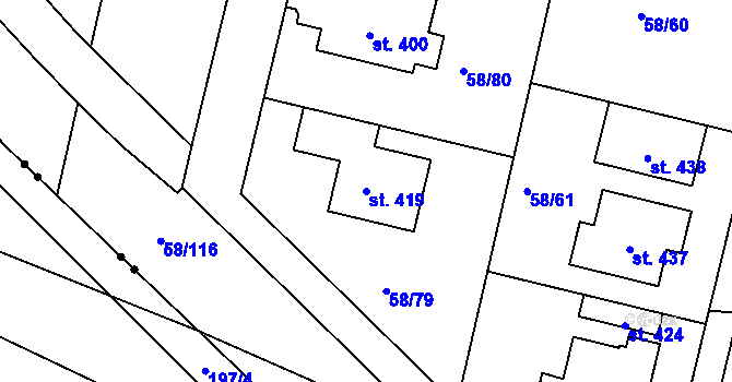 Parcela st. 419 v KÚ Malšova Lhota, Katastrální mapa
