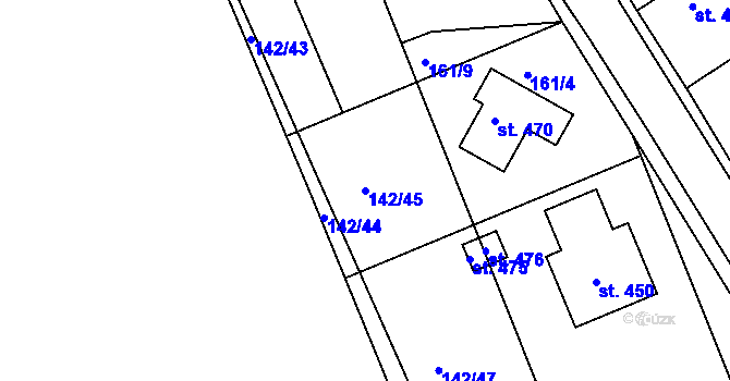 Parcela st. 142/45 v KÚ Malšova Lhota, Katastrální mapa