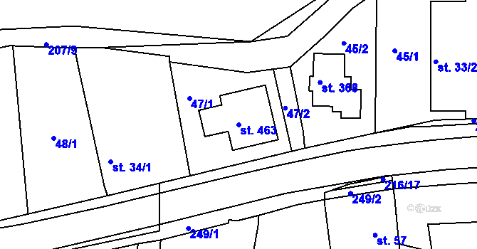 Parcela st. 463 v KÚ Malšova Lhota, Katastrální mapa