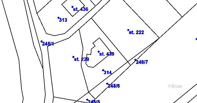 Parcela st. 439 v KÚ Malšova Lhota, Katastrální mapa