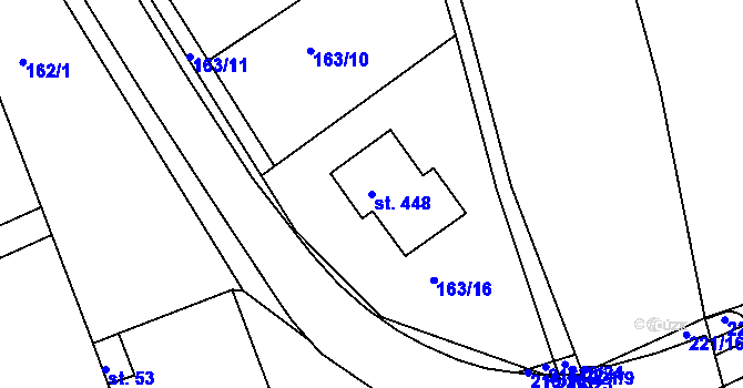 Parcela st. 448 v KÚ Malšova Lhota, Katastrální mapa