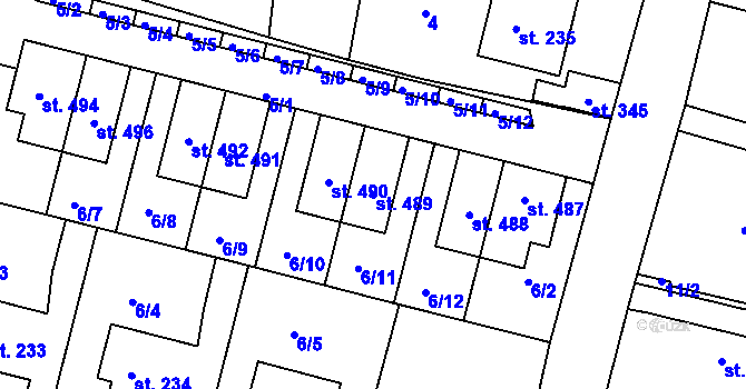 Parcela st. 489 v KÚ Malšova Lhota, Katastrální mapa