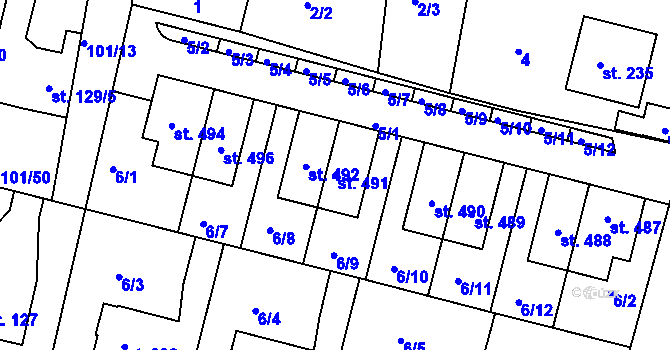 Parcela st. 491 v KÚ Malšova Lhota, Katastrální mapa