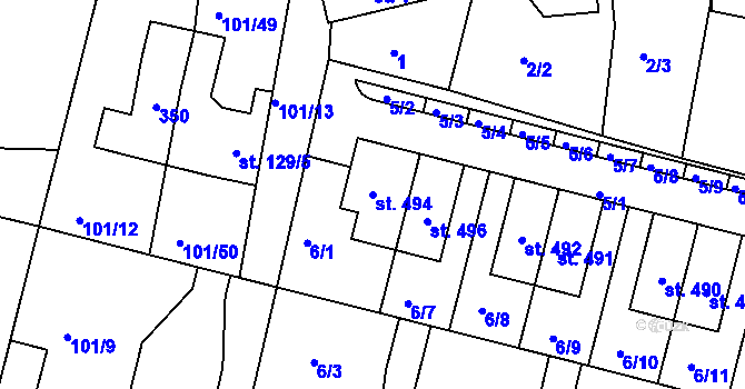 Parcela st. 494 v KÚ Malšova Lhota, Katastrální mapa