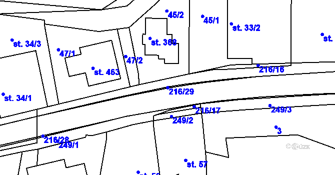 Parcela st. 216/29 v KÚ Malšova Lhota, Katastrální mapa