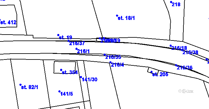 Parcela st. 216/35 v KÚ Malšova Lhota, Katastrální mapa
