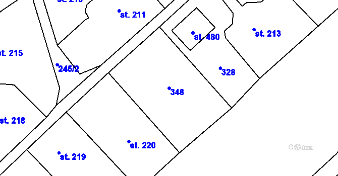 Parcela st. 348 v KÚ Malšova Lhota, Katastrální mapa
