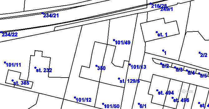Parcela st. 349 v KÚ Malšova Lhota, Katastrální mapa