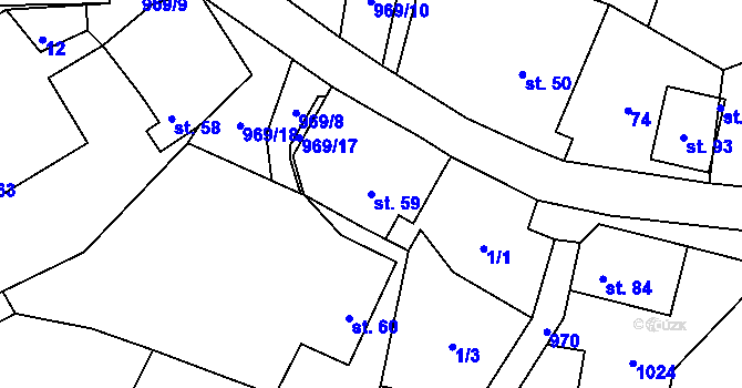Parcela st. 59 v KÚ Javory, Katastrální mapa
