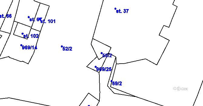 Parcela st. 55/2 v KÚ Javory, Katastrální mapa
