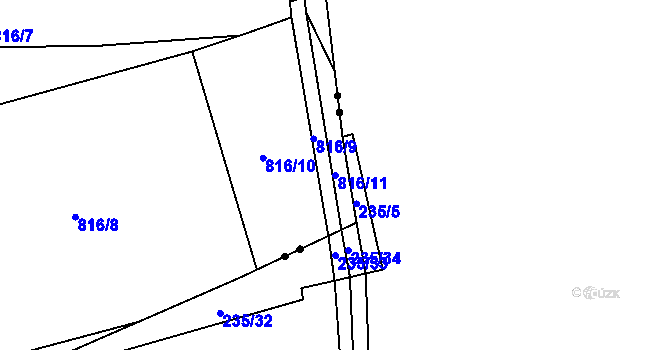 Parcela st. 816/11 v KÚ Javory, Katastrální mapa