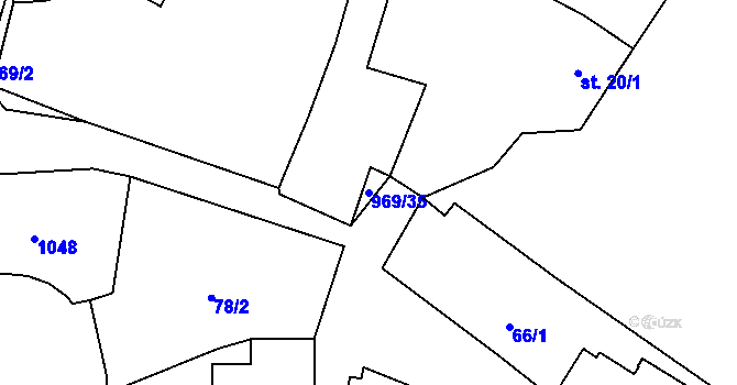 Parcela st. 969/35 v KÚ Javory, Katastrální mapa