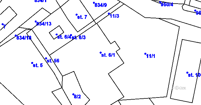 Parcela st. 6/1 v KÚ Malšovice, Katastrální mapa