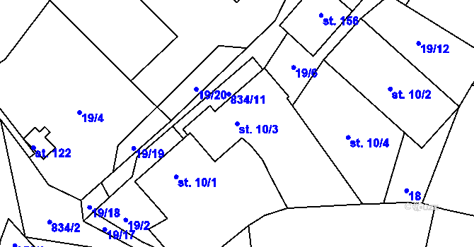 Parcela st. 10/3 v KÚ Malšovice, Katastrální mapa