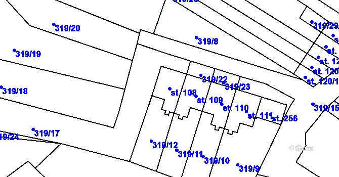 Parcela st. 108 v KÚ Malšovice, Katastrální mapa