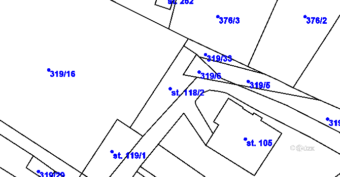 Parcela st. 118/2 v KÚ Malšovice, Katastrální mapa