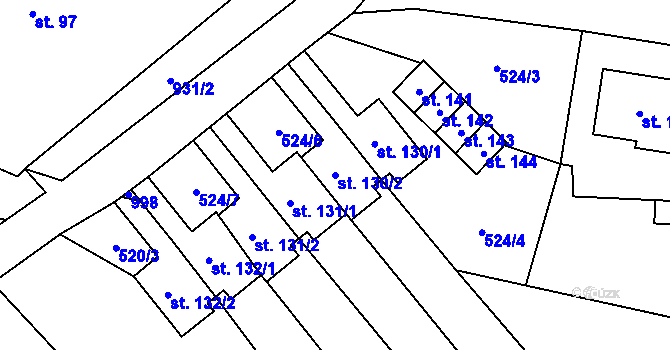 Parcela st. 130/2 v KÚ Malšovice, Katastrální mapa