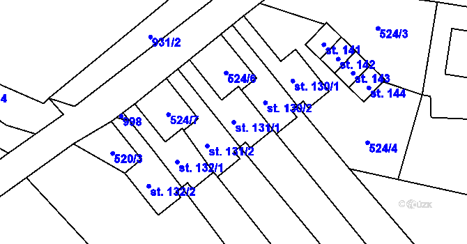 Parcela st. 131/1 v KÚ Malšovice, Katastrální mapa