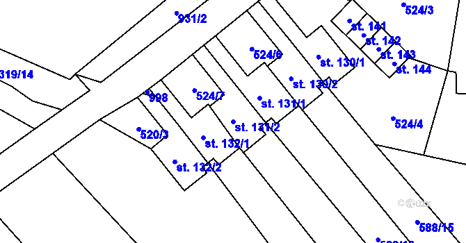 Parcela st. 131/2 v KÚ Malšovice, Katastrální mapa