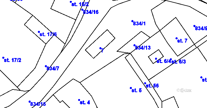 Parcela st. 7 v KÚ Malšovice, Katastrální mapa