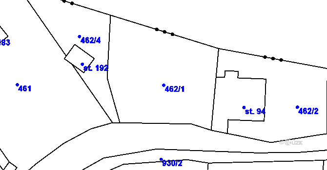 Parcela st. 462/1 v KÚ Malšovice, Katastrální mapa