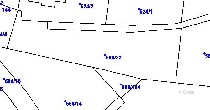 Parcela st. 588/22 v KÚ Malšovice, Katastrální mapa