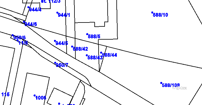 Parcela st. 588/44 v KÚ Malšovice, Katastrální mapa