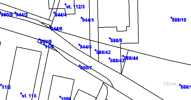 Parcela st. 588/42 v KÚ Malšovice, Katastrální mapa