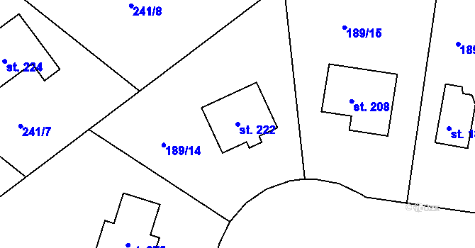 Parcela st. 222 v KÚ Malšovice, Katastrální mapa