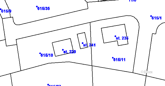 Parcela st. 241 v KÚ Malšovice, Katastrální mapa