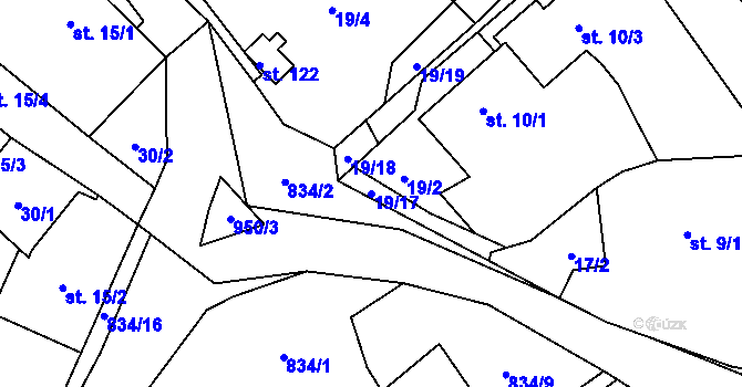 Parcela st. 19/17 v KÚ Malšovice, Katastrální mapa