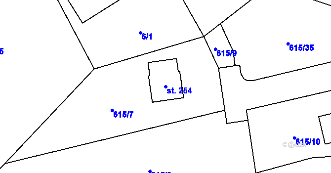 Parcela st. 254 v KÚ Malšovice, Katastrální mapa