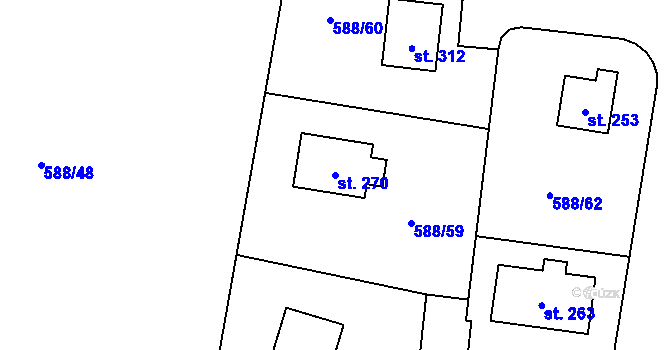 Parcela st. 270 v KÚ Malšovice, Katastrální mapa