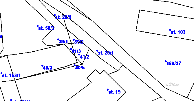 Parcela st. 20/1 v KÚ Malšovice, Katastrální mapa