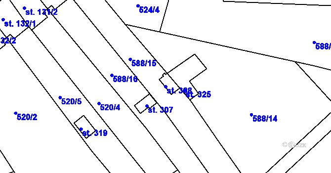 Parcela st. 308 v KÚ Malšovice, Katastrální mapa