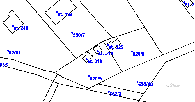 Parcela st. 311 v KÚ Malšovice, Katastrální mapa