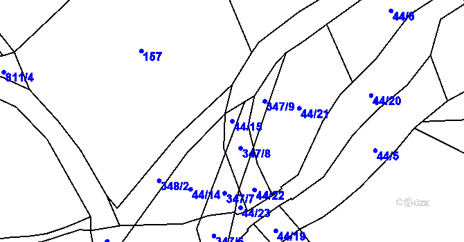 Parcela st. 44/15 v KÚ Stará Bohyně, Katastrální mapa