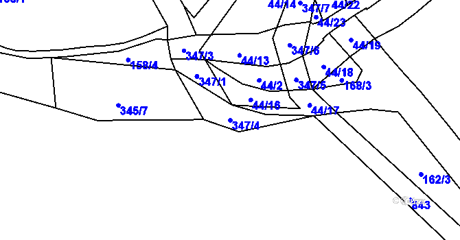 Parcela st. 347/4 v KÚ Stará Bohyně, Katastrální mapa