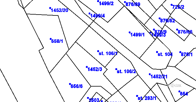 Parcela st. 106/1 v KÚ Malý Beranov, Katastrální mapa