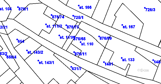 Parcela st. 110 v KÚ Malý Beranov, Katastrální mapa