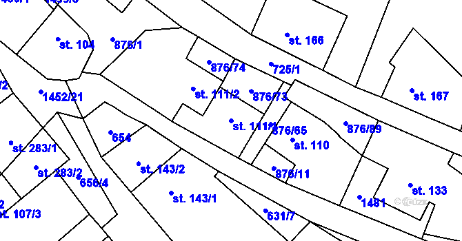 Parcela st. 111/1 v KÚ Malý Beranov, Katastrální mapa