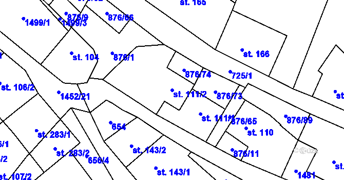 Parcela st. 111/2 v KÚ Malý Beranov, Katastrální mapa