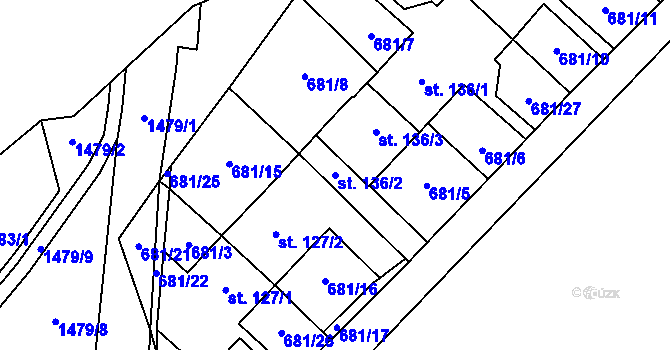 Parcela st. 136/2 v KÚ Malý Beranov, Katastrální mapa
