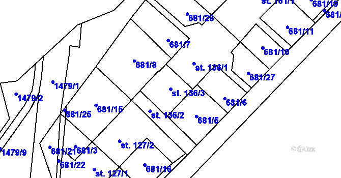 Parcela st. 136/3 v KÚ Malý Beranov, Katastrální mapa