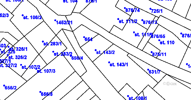Parcela st. 143/2 v KÚ Malý Beranov, Katastrální mapa