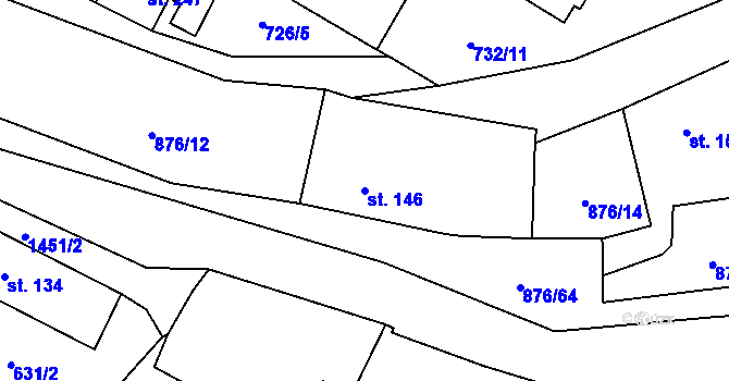 Parcela st. 146 v KÚ Malý Beranov, Katastrální mapa