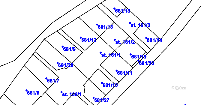 Parcela st. 161/1 v KÚ Malý Beranov, Katastrální mapa